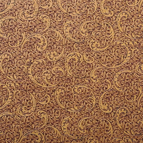 Toscana Texture by Benartex - Golden Brown Tonal Filigree Scroll Patterned Fabric