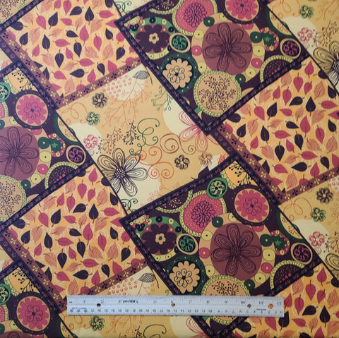 Spice of Life Patch 120-1621 Paintbrush Studios - Brown, Gold, Rust, Dark Green Mid-Century Modern Autumnal Patch Print Fabric