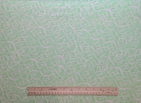 Cosmopolitan for Exclusively Quilters 60096-6 - Light Green Fabric / Green, White Interlocking Scroll Pattern