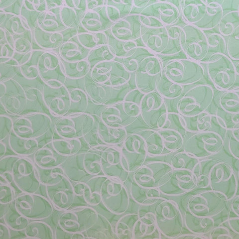 Cosmopolitan for Exclusively Quilters 60096-6 - Light Green Fabric / Green, White Interlocking Scroll Pattern