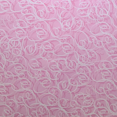 Cosmopolitan for Exclusively Quilters 60096-1 - Light Pink Fabric / Dark Pink, White Interlocking Scroll Pattern
