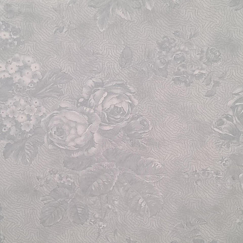 Park Avenue Light Blue 4020-23 by 3 Sisters for Moda - Blue and Gray Tonal Fabric / Tone-on-Tone Maze and Rose Print