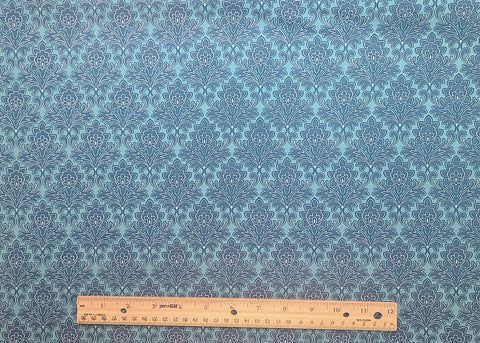 Modern Edge by Jennifer Young 3356-56 for Benartex - Teal Fabric / Dark Teal Mediterranean Style Flower Print