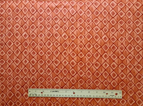 Spirit Solace Coral 11434-17 by Lila Tueller for Moda Fabrics - Dark Coral Fabric / Tonal Geometric Print