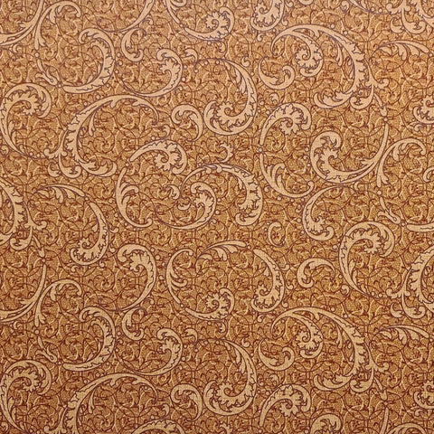 Toscana Texture 1687-39 by Benartex - Rust, Tan, Brown Filigree Scroll Patterned Fabric