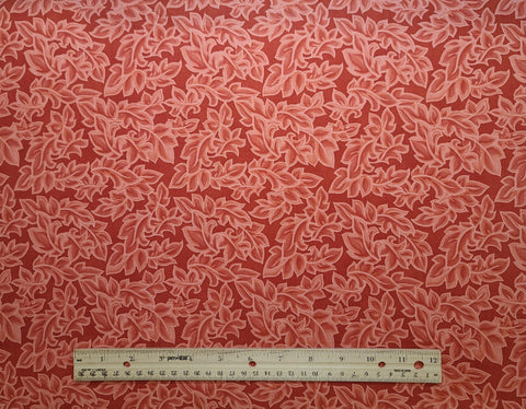 Spirit Tranquility Coral by Lila Tueller 11435-17 for Moda - Light Red Fabric / Tonal Packed Leaf Print