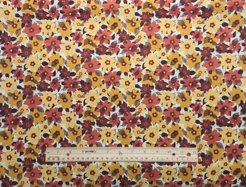 Spice of Life Small Floral 120-165 Paintbrush Studios - White Fabric / Rust, Brown, Butterscotch, Yellow Flower Print