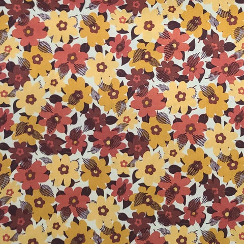 Spice of Life Small Floral 120-165 Paintbrush Studios - White Fabric / Rust, Brown, Butterscotch, Yellow Flower Print