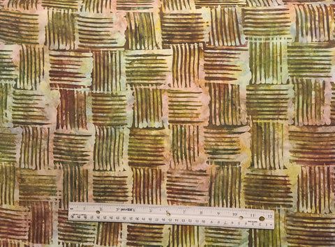 Elements II Collection 01943-84 Woven Mat Sienna/Olive by Benartex - Brown and Green Woven Pattern Batik Fabric