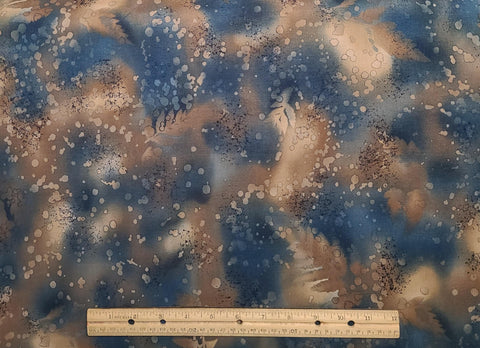 Impressions by Patricia B Campbell and Michelle L Jack for Benartex - Navy, Tan, Brown Fabric / Brown Leaf Pattern