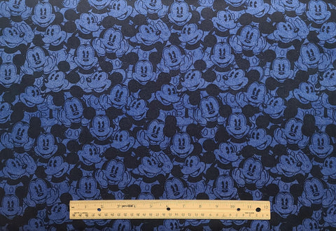 CP10610 Disney for Springs Global - Medium Blue Textured Fabric / Navy Packed Mickey Mouse Print