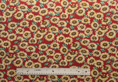 Les Jardins by Hoffman International Fabrics - Red Fabric / Packed Sunflower Print