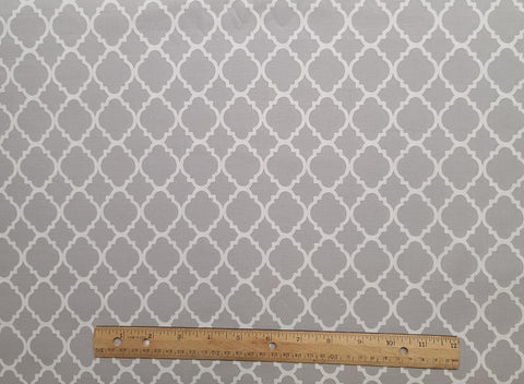 Gray Fabric / Large White Lattice Print