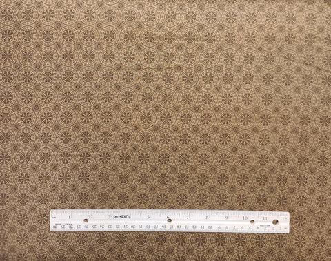 Harvest Reflections 3361-72 Benartex - Light Brown Fabric / Dark Brown Packed Medallion Print