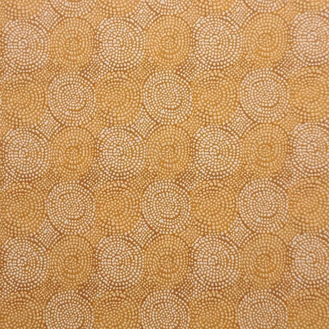 Gold, Butterscotch, White Medallion Print Fabric - Selvage to Selvage Print