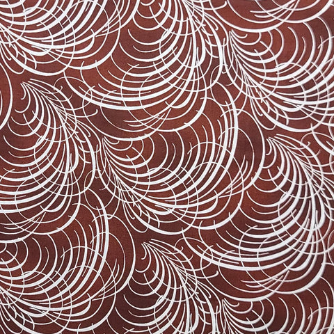 Dreamweaver Blenders by Jason Yenter In the Beginning Fabrics 2015 - Mahogany Tonal Fabric / White Feather Print