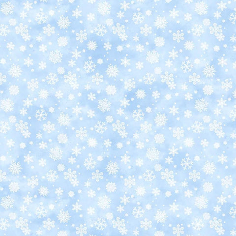 St. Nicholas by Liz Goodrick-Dillon for Northcott 28218-42 Light Blue Snowflakes 1 - Light Blue, White Tonal Fabric/White Snowflake Pattern