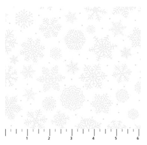 St. Nicholas by Liz Goodrick-Dillon for Northcott 28220-10 Pigment White Snowflakes 3 - White Fabric / Tonal Snowflake Print