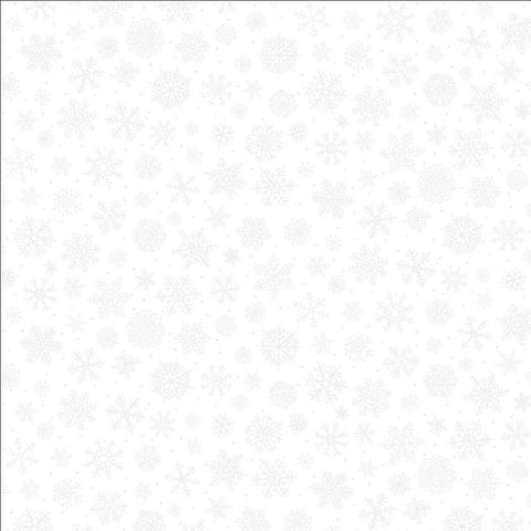 St. Nicholas by Liz Goodrick-Dillon for Northcott 28220-10 Pigment White Snowflakes 3 - White Fabric / Tonal Snowflake Print