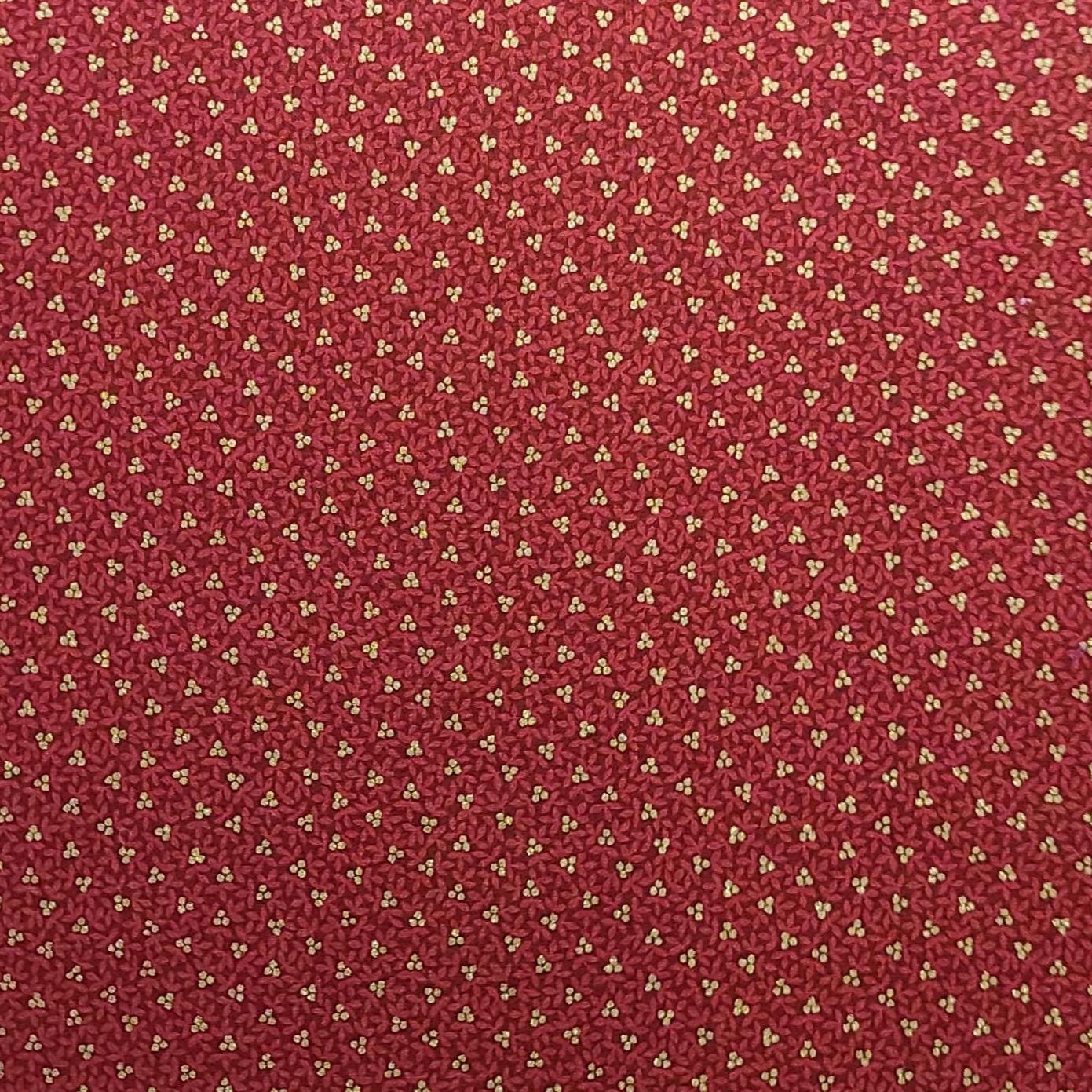 Fabric Traditions 2013 - Dark Red Fabric / Red Packed Leaf Print / Gol ...