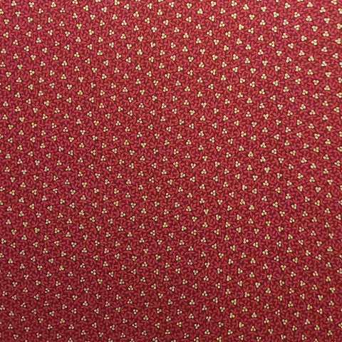 Fabric Traditions 2013 - Dark Red Fabric / Red Packed Leaf Print / Gold Metallic Berries