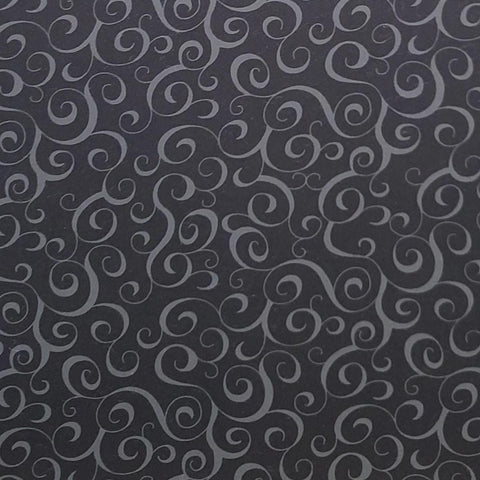 Blue/Black Fabric / Charcoal Scroll Print