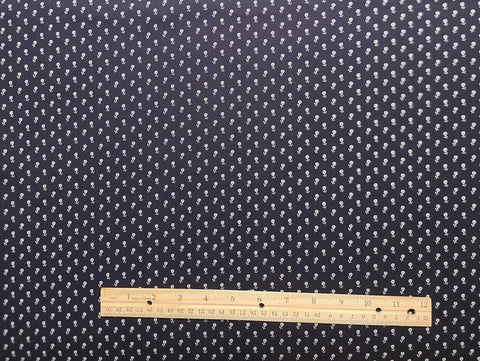 VIP Cranston Print Works - Black Fabric / White Reproduction Style Flower Print