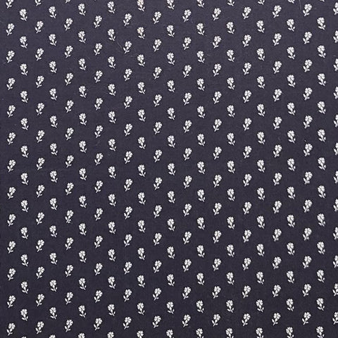 VIP Cranston Print Works - Black Fabric / White Reproduction Style Flower Print