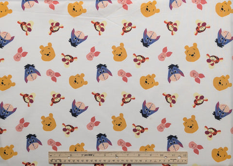 CP78789 Pooh Sweet Head Toss Disney Springs Creative 2024 - White Fabric / Tossed Pooh, Piglet, Tigger, Eeyore Print