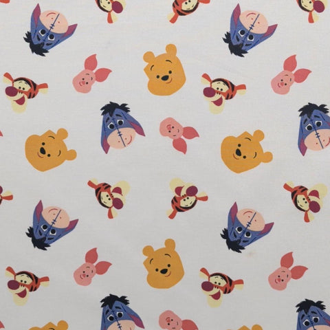 CP78789 Pooh Sweet Head Toss Disney Springs Creative 2024 - White Fabric / Tossed Pooh, Piglet, Tigger, Eeyore Print