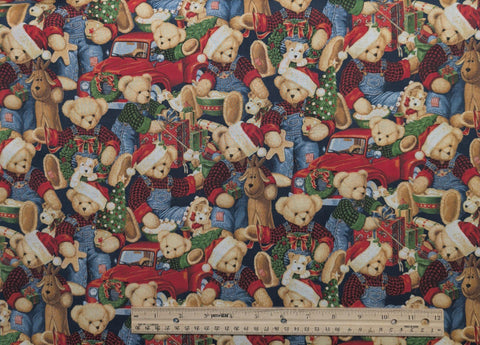 CP79137 BJT Christmas Springs Creative 2023 - Navy Fabric / Packed Teddy Bear, Red Truck, Christmas Print