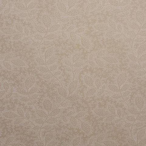 Light Brown Fabric / White Dot Leaf Print - Selvage to Selvage Print