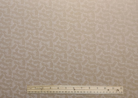 Beige Fabric / White Geometric Print - Selvage to Selvage Print