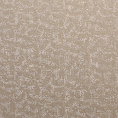 Beige Fabric / White Geometric Print - Selvage to Selvage Print
