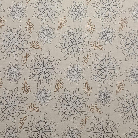 Mushroom Colored Fabric / Brown, Slate Print - Selvage to Selvage Print