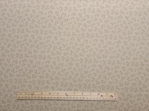 JoAnn Fabrics - Tan Fabric / Light Olive Green Tossed Leaf Print