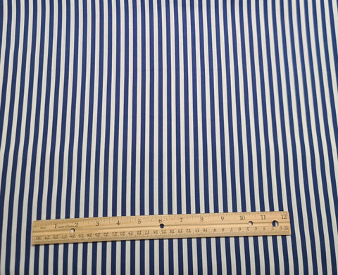Dark Royal Blue Fabric / White Stripe - Selvage to Selvage Print