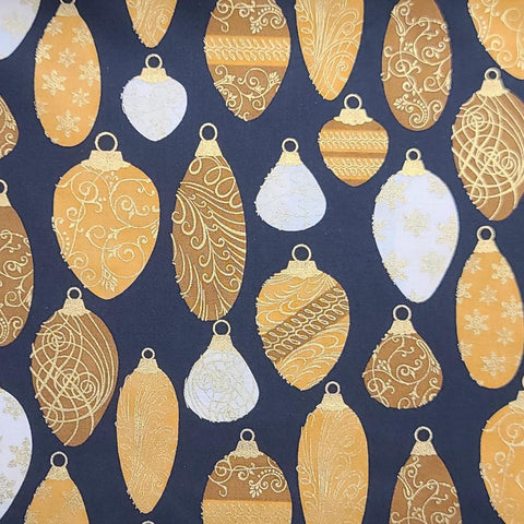 Holiday Renaissance G8573-HG Hoffman International Fabrics - Black Fabric / Gold, Tan, Brown, Cream Ornaments Print / Gold Metallic Accents