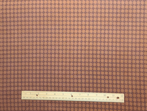 Americana Collection 2521-72 Twill Window Pane by Miriam Gourley for Benartex - Brown Fabric / Dark Purple Windowpane Plaid Print