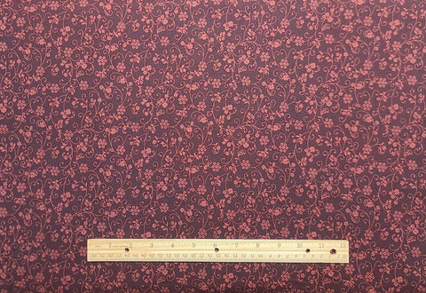 Americana Collection 2517-88 W03 Floral Scroll by Miriam Gourley for Benartex - Burgundy Fabric / Tone-on-Tone Scroll Vine Print