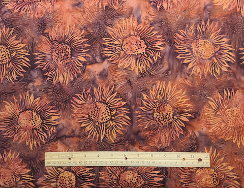 BATIK - F2038-155 Terra Cotta Hoffman International Fabrics - Plum Colored Fabric / Orange, Coral Sunflower Tjap