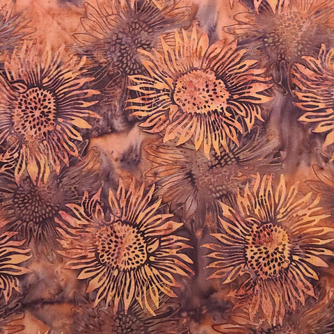 BATIK - F2038-155 Terra Cotta Hoffman International Fabrics - Plum Colored Fabric / Orange, Coral Sunflower Tjap