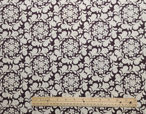 Meadowsweet SH-3704 Henna Garden by Sandi Henderson for Michael Miller Fabrics - Dark Brown and Cream Flower Print Fabric