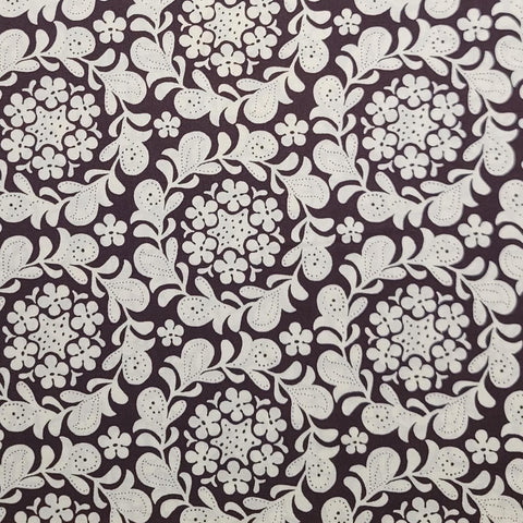 Meadowsweet SH-3704 Henna Garden by Sandi Henderson for Michael Miller Fabrics - Dark Brown and Cream Flower Print Fabric