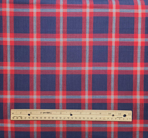 Vintage Red / Blue Giant Plaid 62" WIDE Fabric - Selvage to Selvage Print