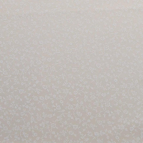 Ivory Fabric / White Flower and Vine Print - Selvage to Selvage Print