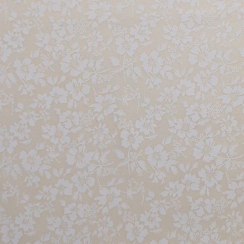 Ivory Fabric / White Flower Print - Selvage to Selvage Print