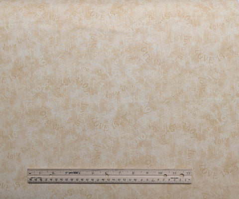 Love Is 3734 Nancy Halvorsen Benartex - Gold Tonal Fabric / Script Print