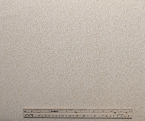 Ivory Fabric / Light Tan Packed Leaf and Berry Print - Selvage to Selvage Print