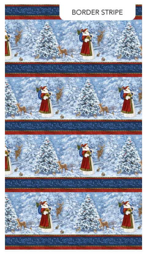 St. Nicholas by Liz Goodrick-Dillon for Northcott DP28213-48 Border Stripe - Dark Blue Multi